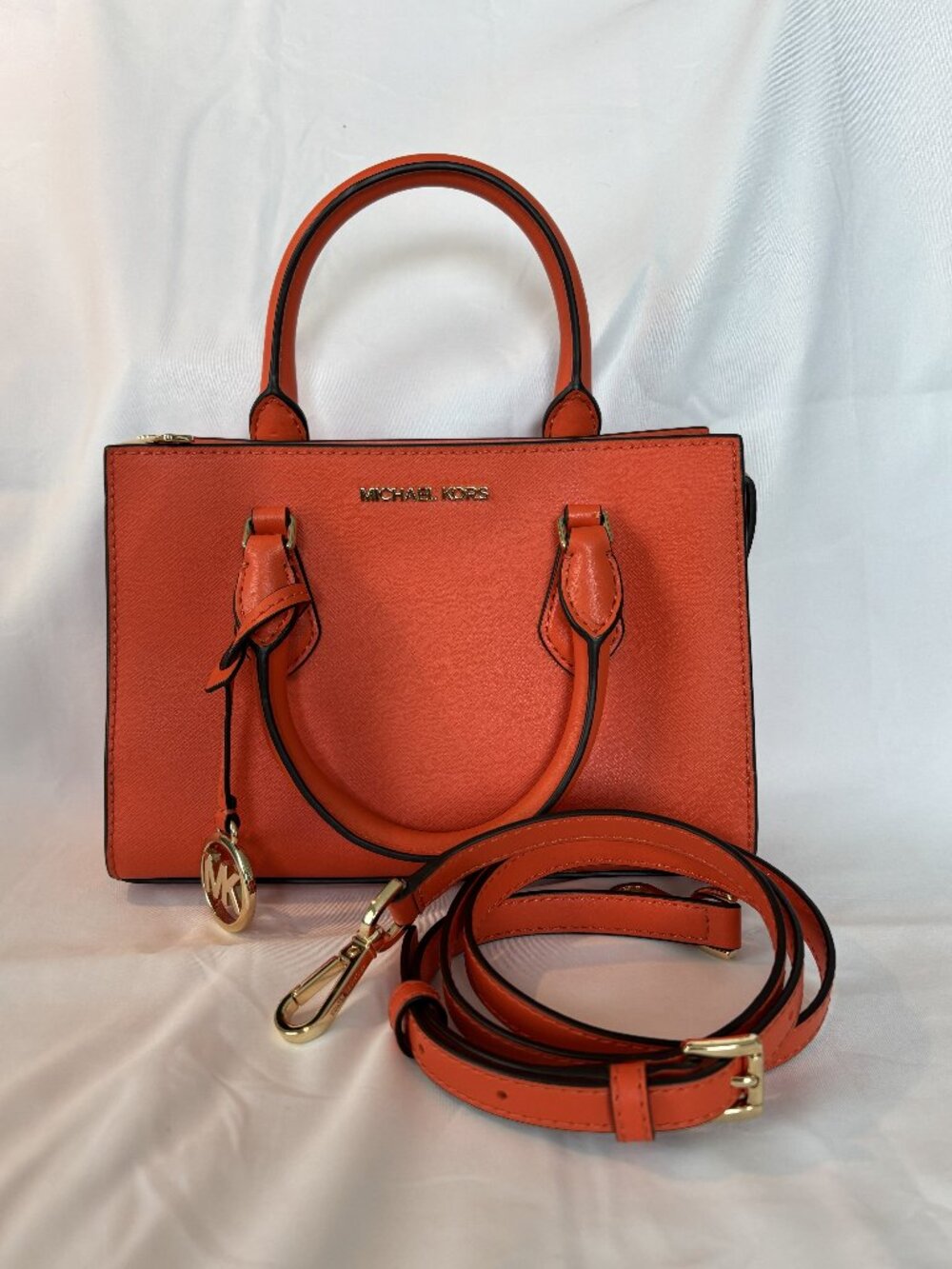 Michael Kors Poppy Orange Saffiano Leather Sheila Small Satchel